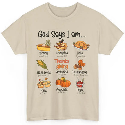 Retro Thanksgiving Turkey God Says I Am Bible Christian Fall Classic Unisex T-Shirt