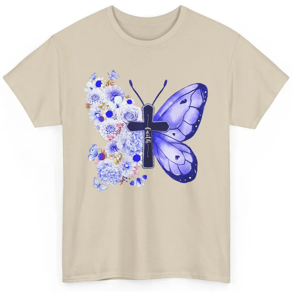 Butterfly Cross Faith Floral God Jesus Christian Bible Women Classic Unisex T-Shirt