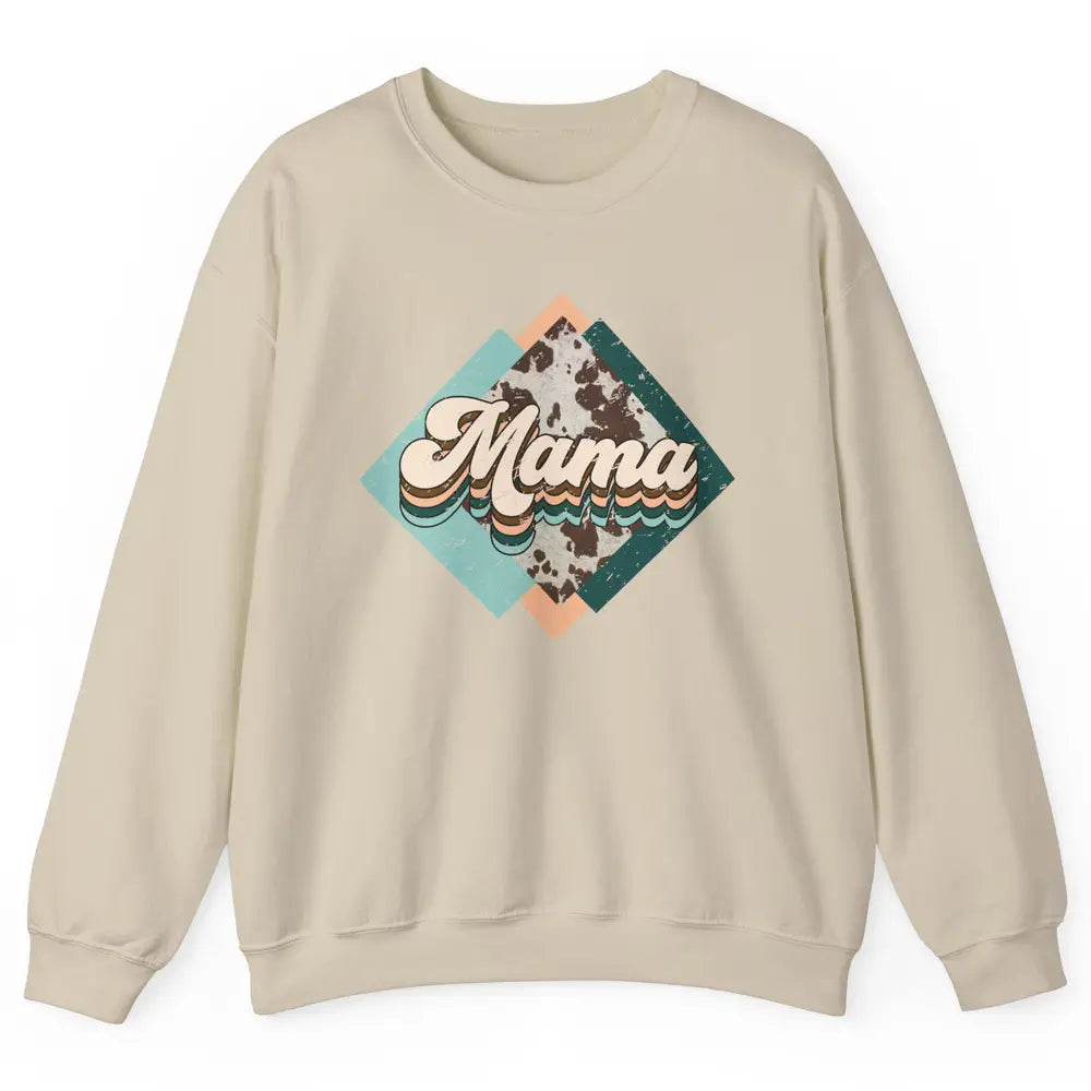 Western Country Boho Mama Cowhide Turquoise Western Mama Unisex Crewneck Sweatshirt