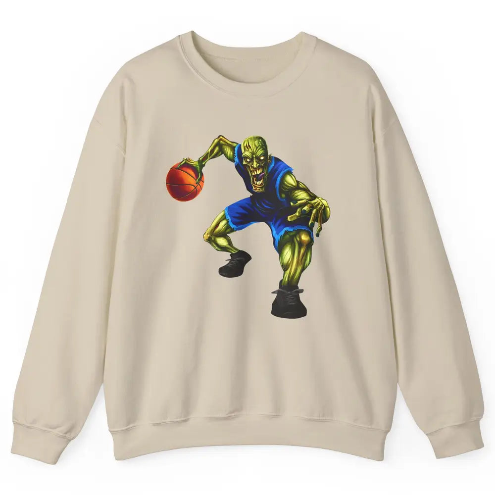 Zombie Basketball Halloween Basketball Players Scary Costume Unisex Crewneck Sweatshirt