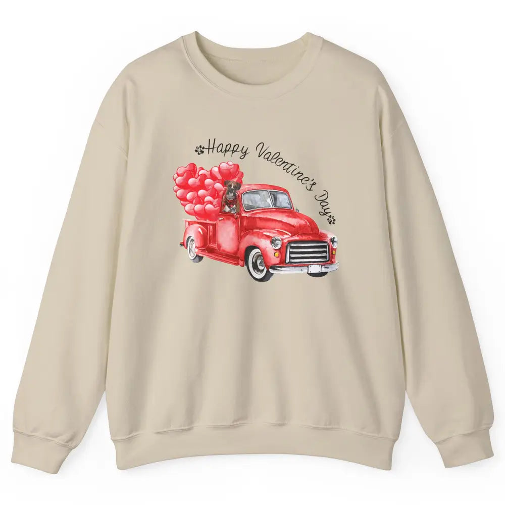 Boxer On Heart Truck Happy Valentines Day Boxer Dog Lovers Unisex Crewneck Sweatshirt