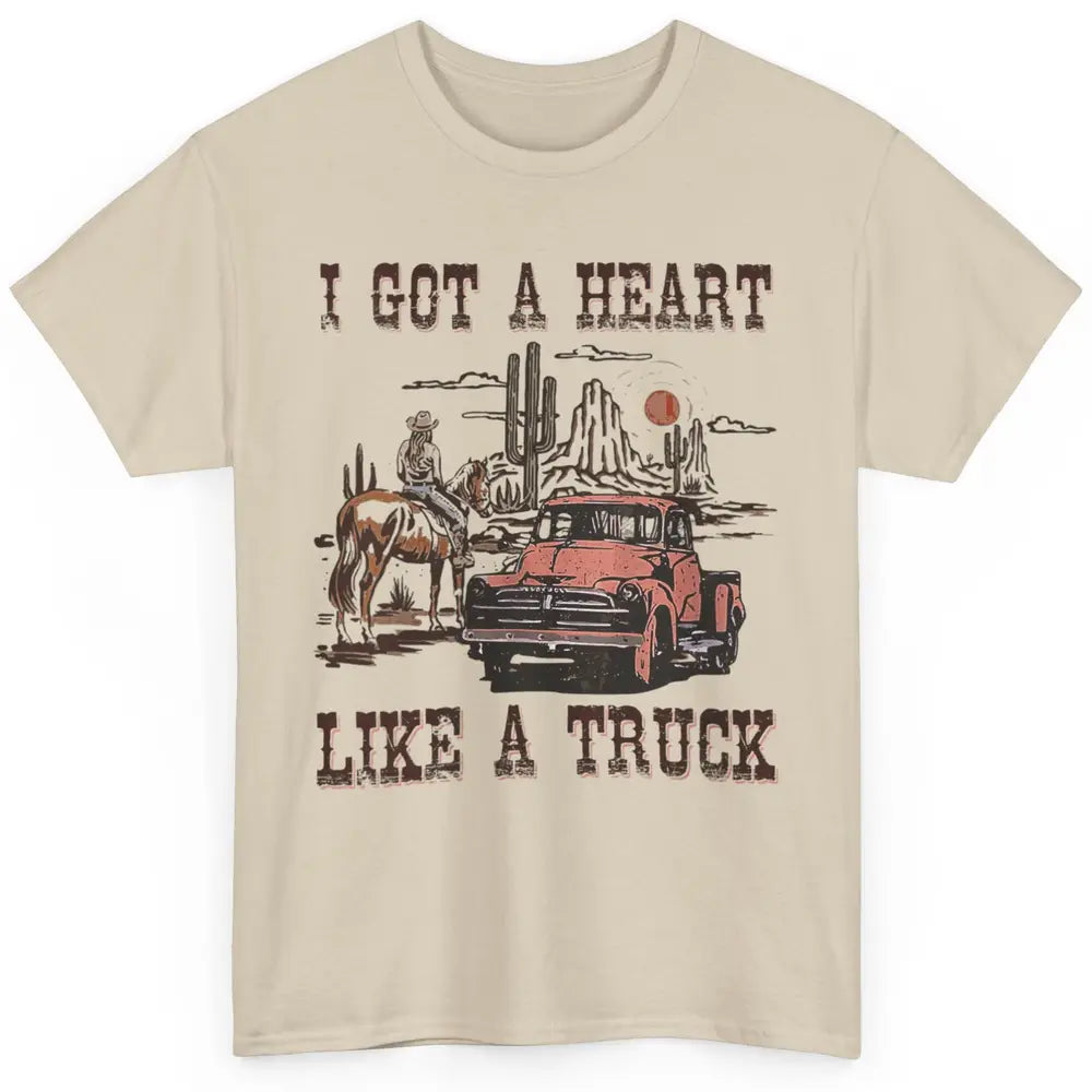 Western Sunset Cowgirl I Got Heart Like Truck Rodeo Cactus Classic Unisex T-Shirt