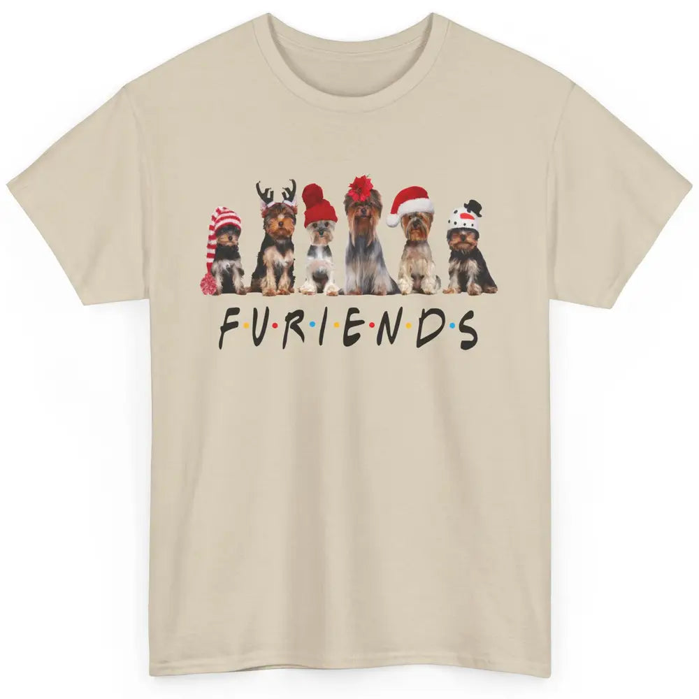 Funny Yorkie Furiends Merry Christmas Hat Santa Dog Lovers Classic Unisex T-Shirt