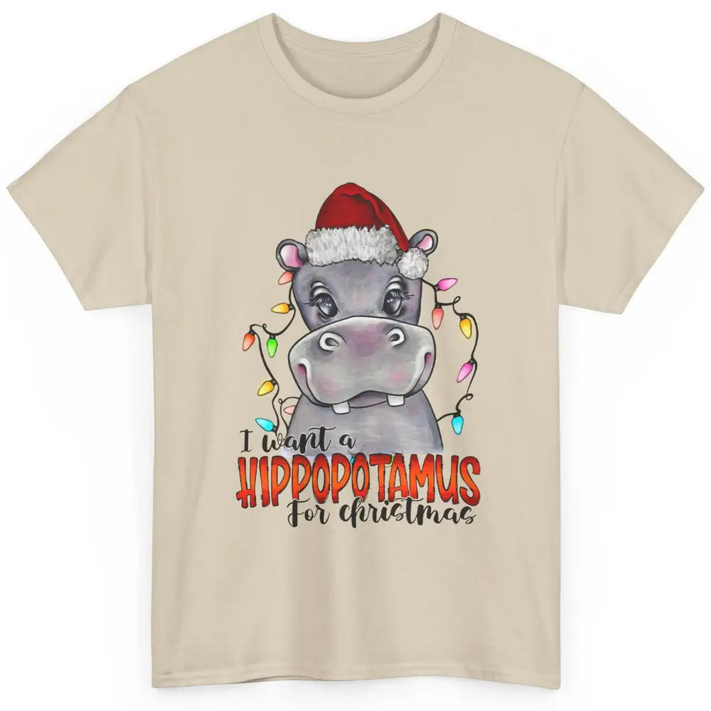 Funny I Want A Hippopotamus for Christmas Santa Hippo Gift Classic Unisex T-Shirt