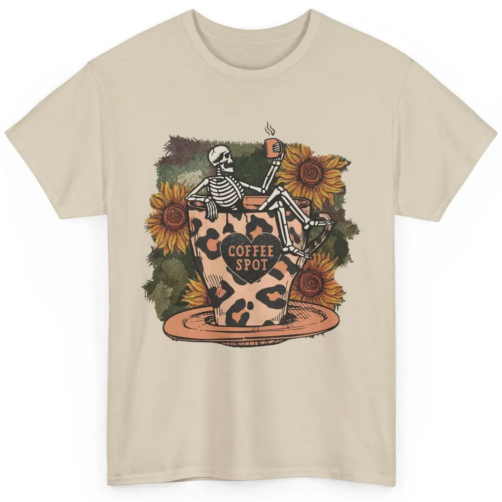 Sunflower Skeleton Dead Inside But Caffeinated Coffee Lovers Classic Unisex T-Shirt