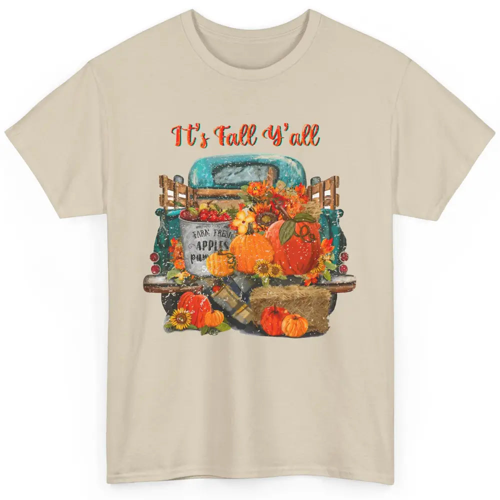 Retro Pumpkin Truck Sunflower Western Pumpkin Season Fall Classic Unisex T-Shirt