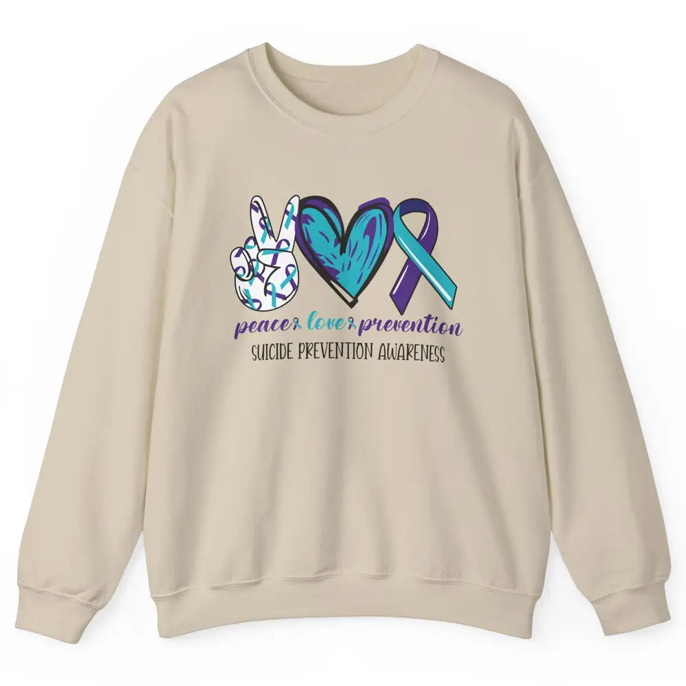 Suicide Prevention Awareness Ribbon Peace Love Prevention Unisex Crewneck Sweatshirt