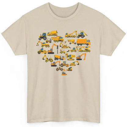 Types Of Construction Excavator Bulldozer Truck Heart Love Classic Unisex T-Shirt