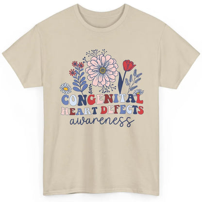 Congenital Heart Defects CHD Awareness Red Ribbon Wildflower Classic Unisex T-Shirt