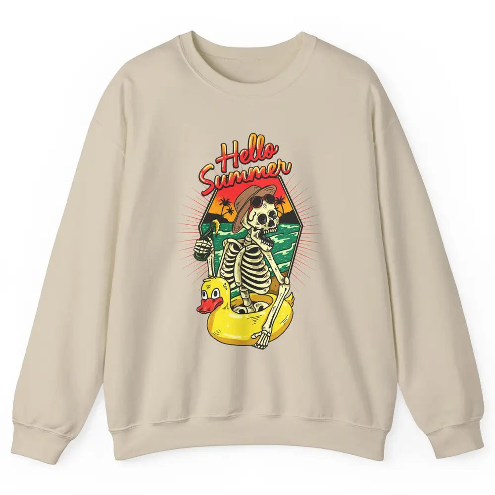 Summer Vibes Skeleton Funny Skeleton On Beach Sunset Unisex Crewneck Sweatshirt