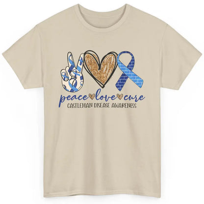 Castleman Disease Awareness Peace Love Cure Blue Ribbon Classic Unisex T-Shirt