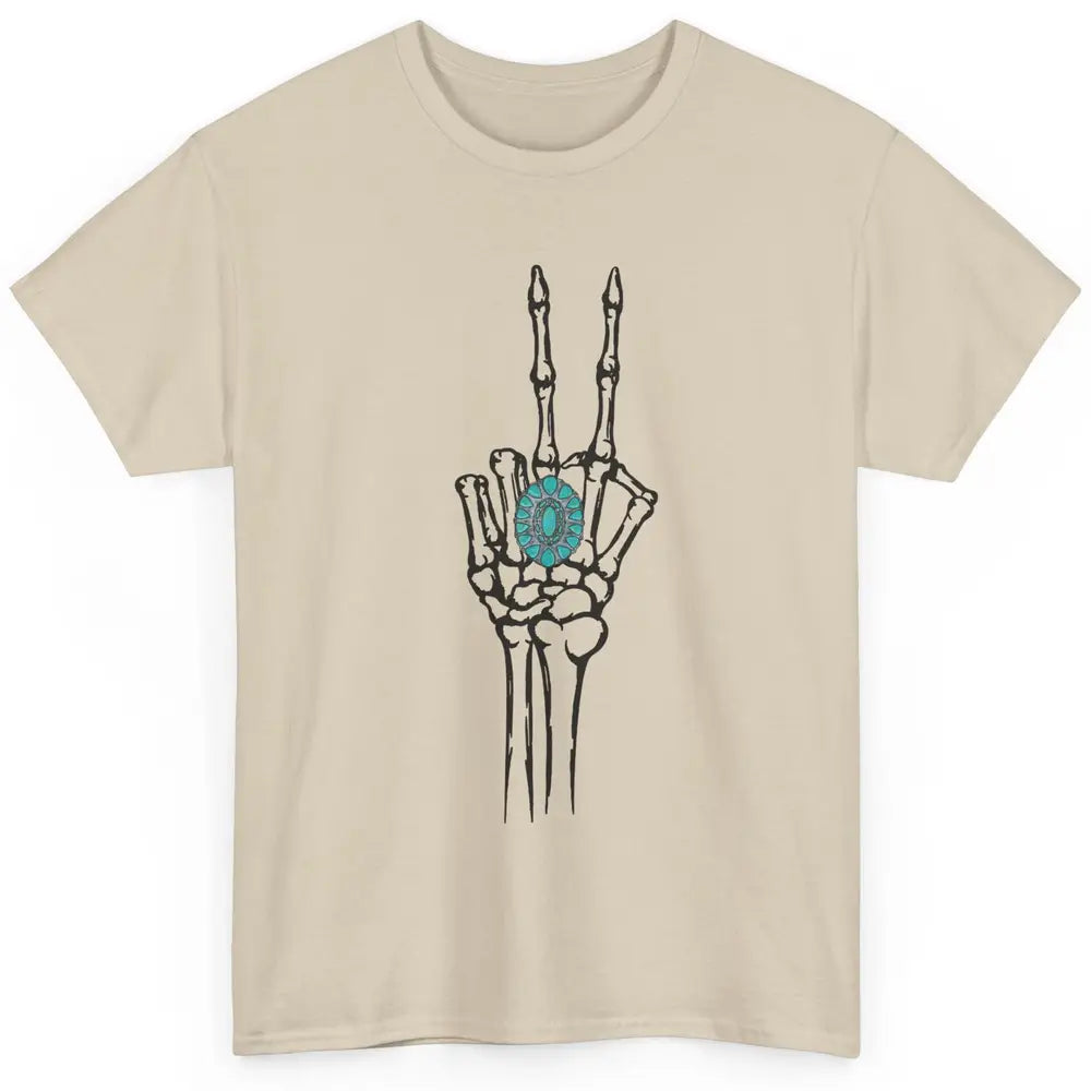 Retro Skeleton Turquoise Ring Western Future Bride Engaged Classic Unisex T-Shirt