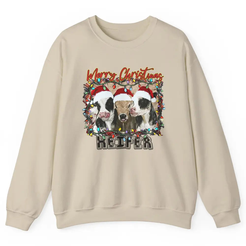 Funny Cow Merry Christmas Hanging With My Heifer Farmer Gift Unisex Crewneck Sweatshirt