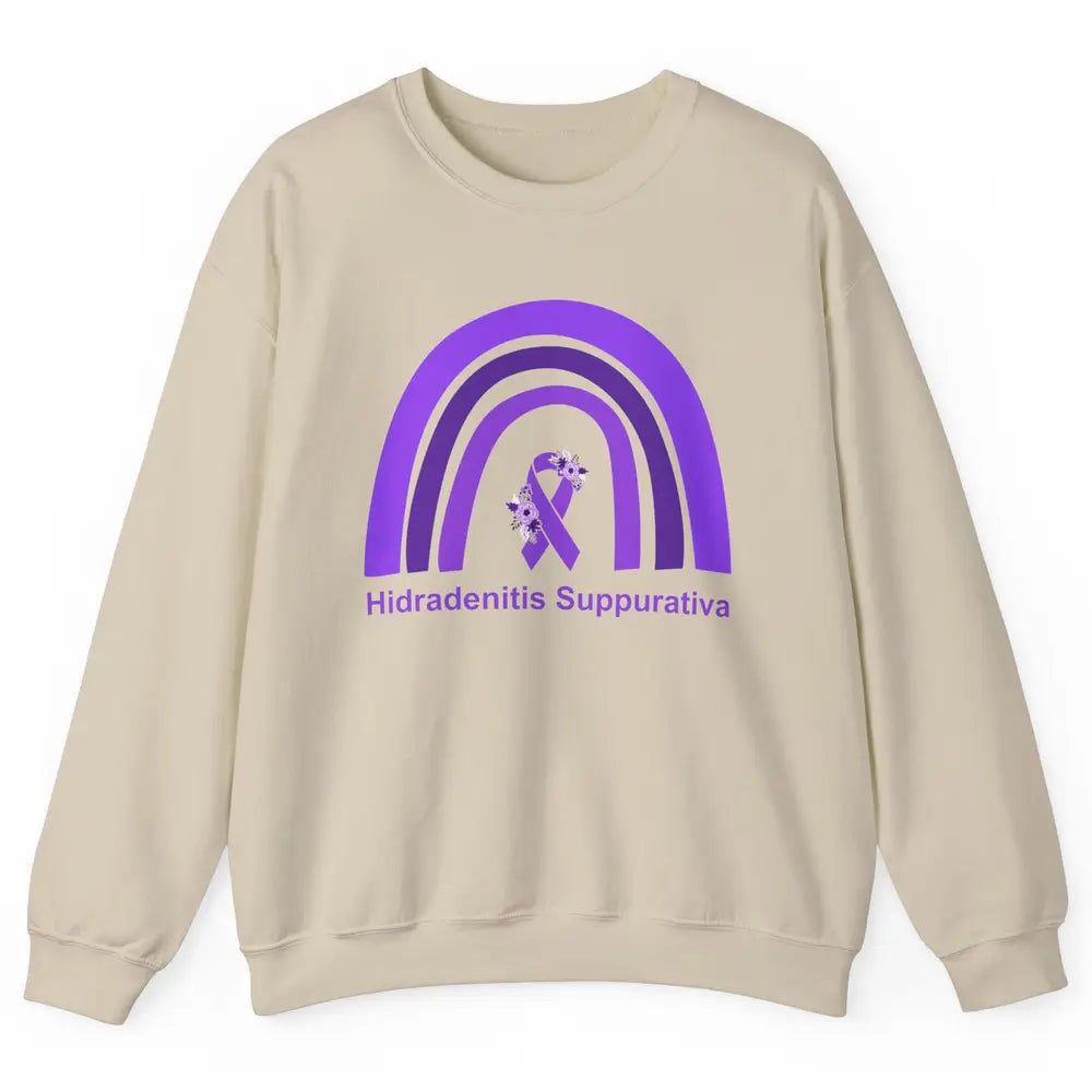 Small Fiber Neuropathy Awareness Floral Purple Rainbow Unisex Crewneck Sweatshirt