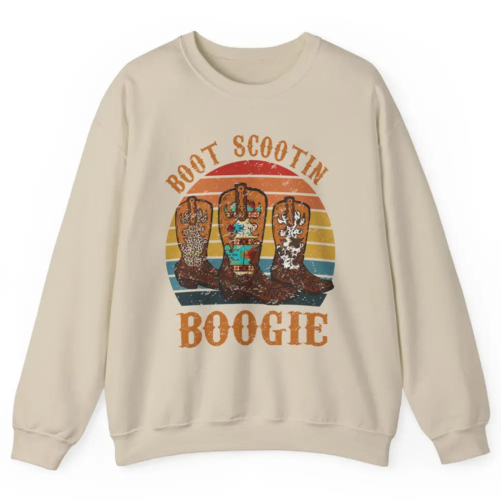 Vintage Cowboy Boots Scooting Boogie Western Country Cowgirl Unisex Crewneck Sweatshirt