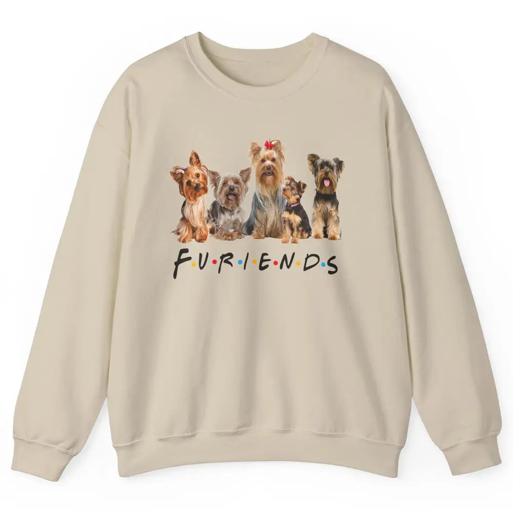 Funny Yorkie Furiends Merry Christmas Hat Yorkshire Terrier Unisex Crewneck Sweatshirt