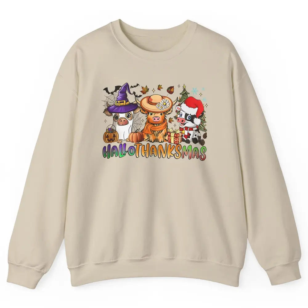 Baby Cow Pig Happy Hallo-thank-mas Fall Pumpkin Thanksgiving Unisex Crewneck Sweatshirt