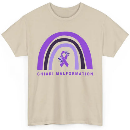 Chiari Malformation Awareness Floral Purple Ribbon Rainbow Classic Unisex T-Shirt