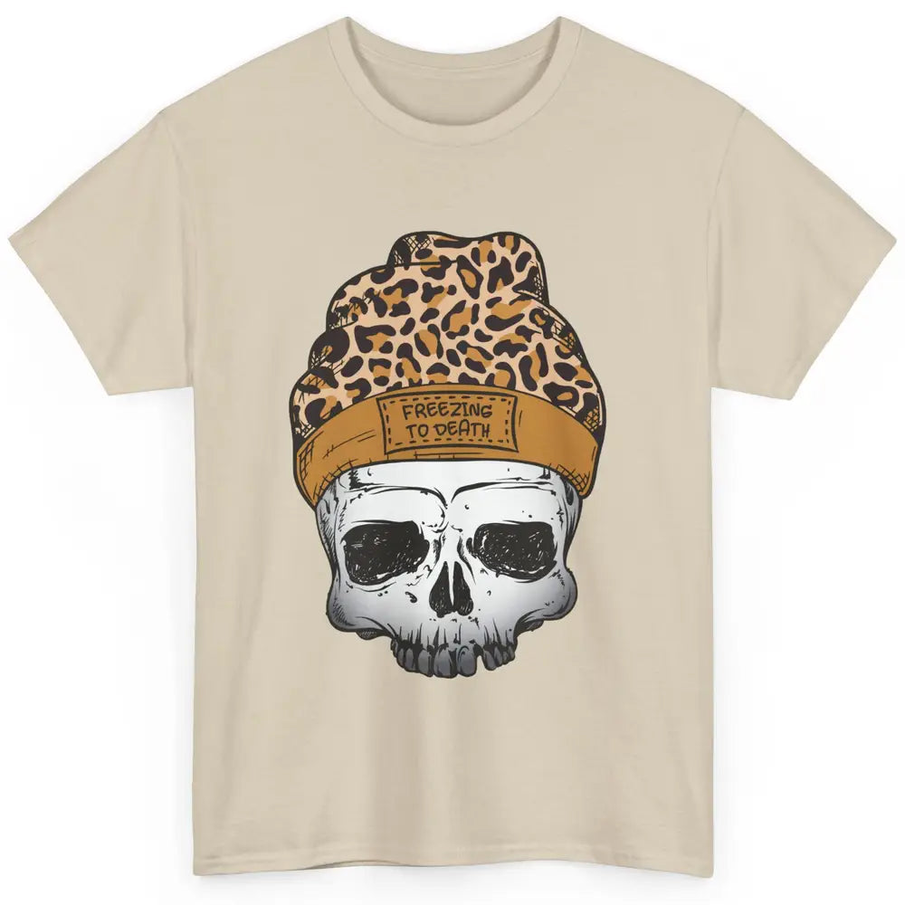 Leopard Skull Freezing To Death Snowflakes Christmas Winter Classic Unisex T-Shirt