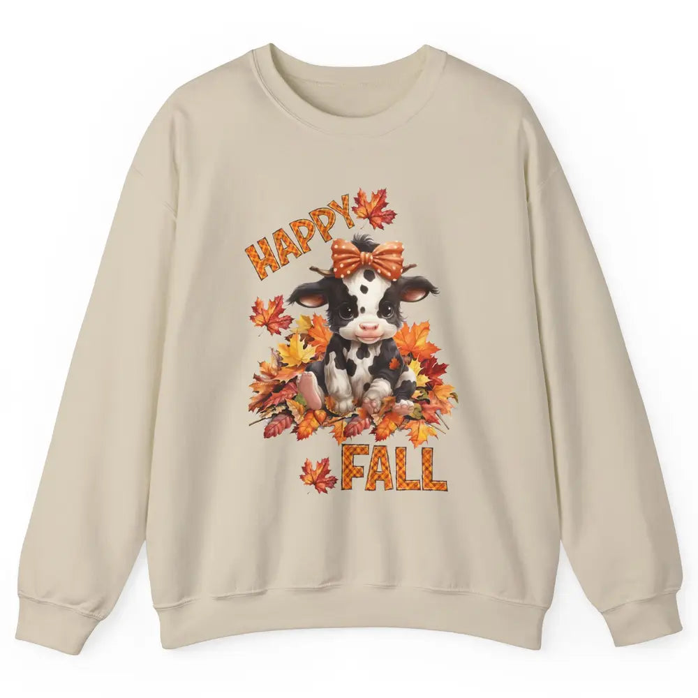 Cute Baby Cow Bandana Hay Fall Pumpkin Thanksgiving Autumn Unisex Crewneck Sweatshirt