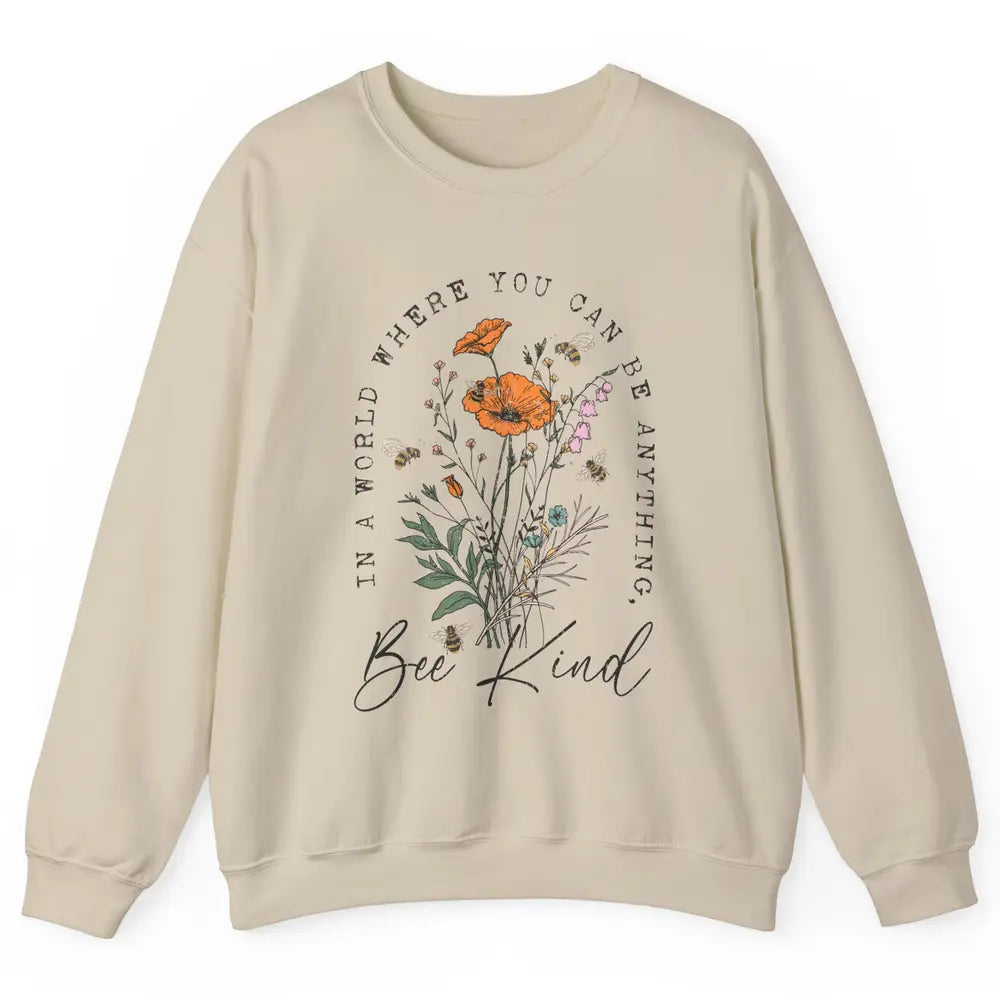 Vintage Bee Kind Daisy Minimalist Positive Mind Wildflower Unisex Crewneck Sweatshirt