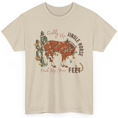 Giddy Up Jingle Horse Pick Up Your Feet Christmas Lights Classic Unisex T-Shirt