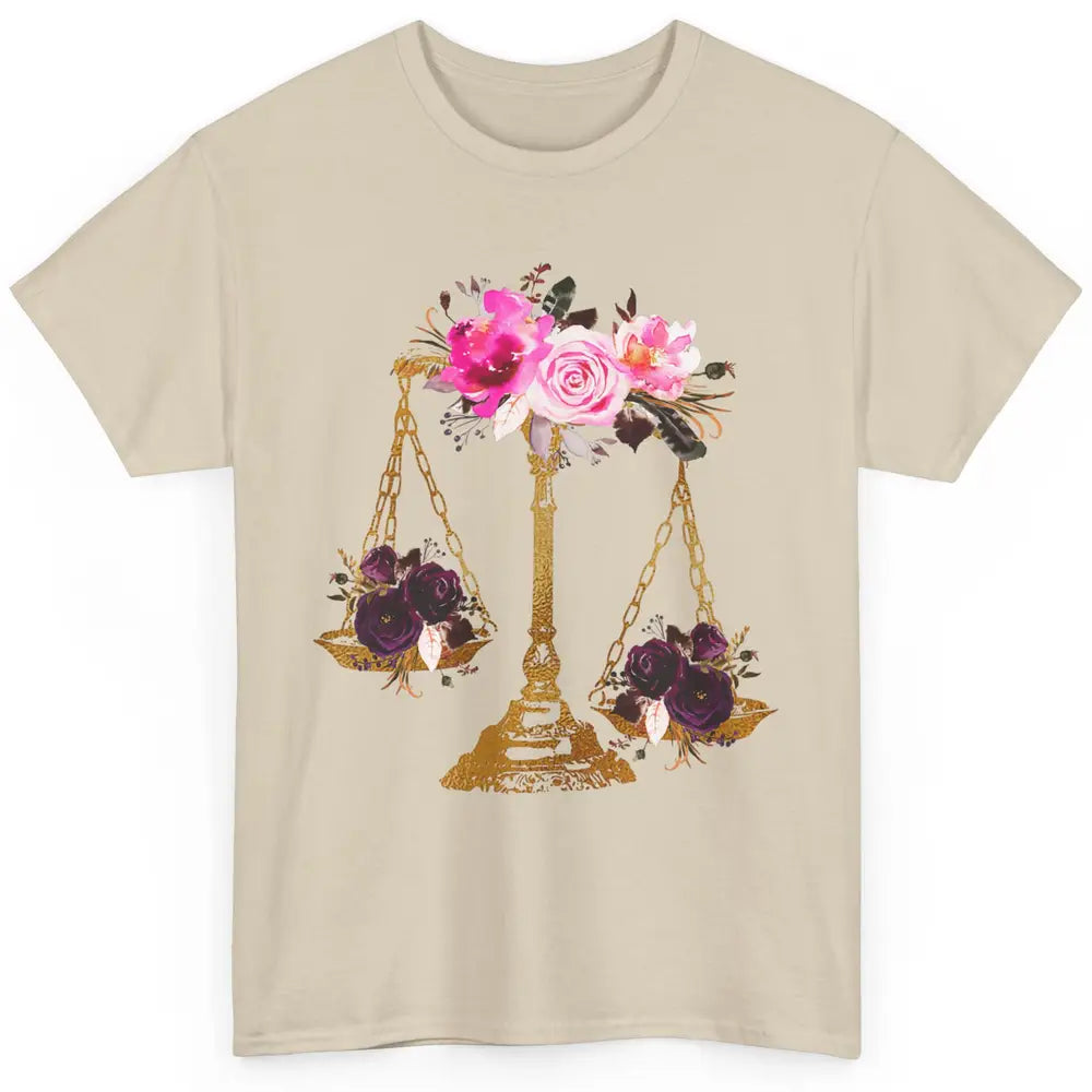 Wildflowers Lawyer Office Scales Roses Justice Law School Classic Unisex T-Shirt