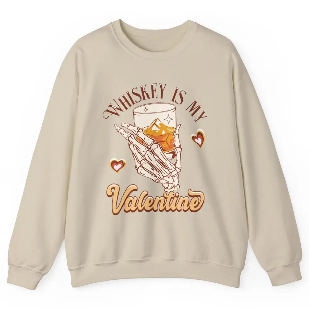 Whiskey is My Valentine Western Drinking Skeleton Valentine Unisex Crewneck Sweatshirt