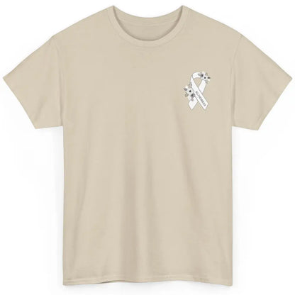 Blindness Awareness Floral White Gray Ribbon Blind Support Classic Unisex T-Shirt