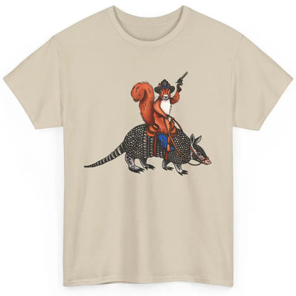 Retro Squirrel Cowboy Riding Armadillo Howdy Western Country Classic Unisex T-Shirt