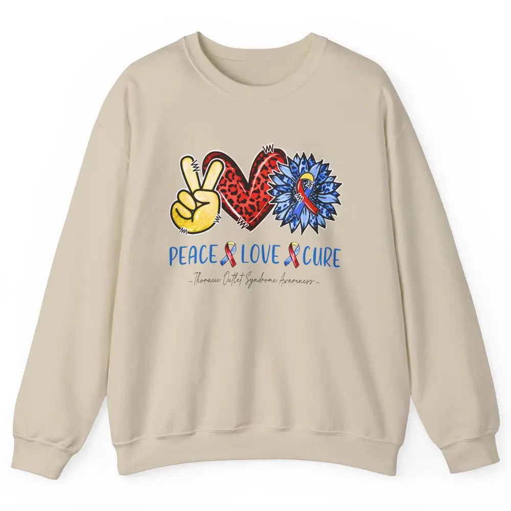 Thoracic Outlet Syndrome Awareness Peace Love Cure Sunflower Unisex Crewneck Sweatshirt