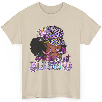 Floral Afro Black Girl Just Blessed Christian Afro American Classic Unisex T-Shirt