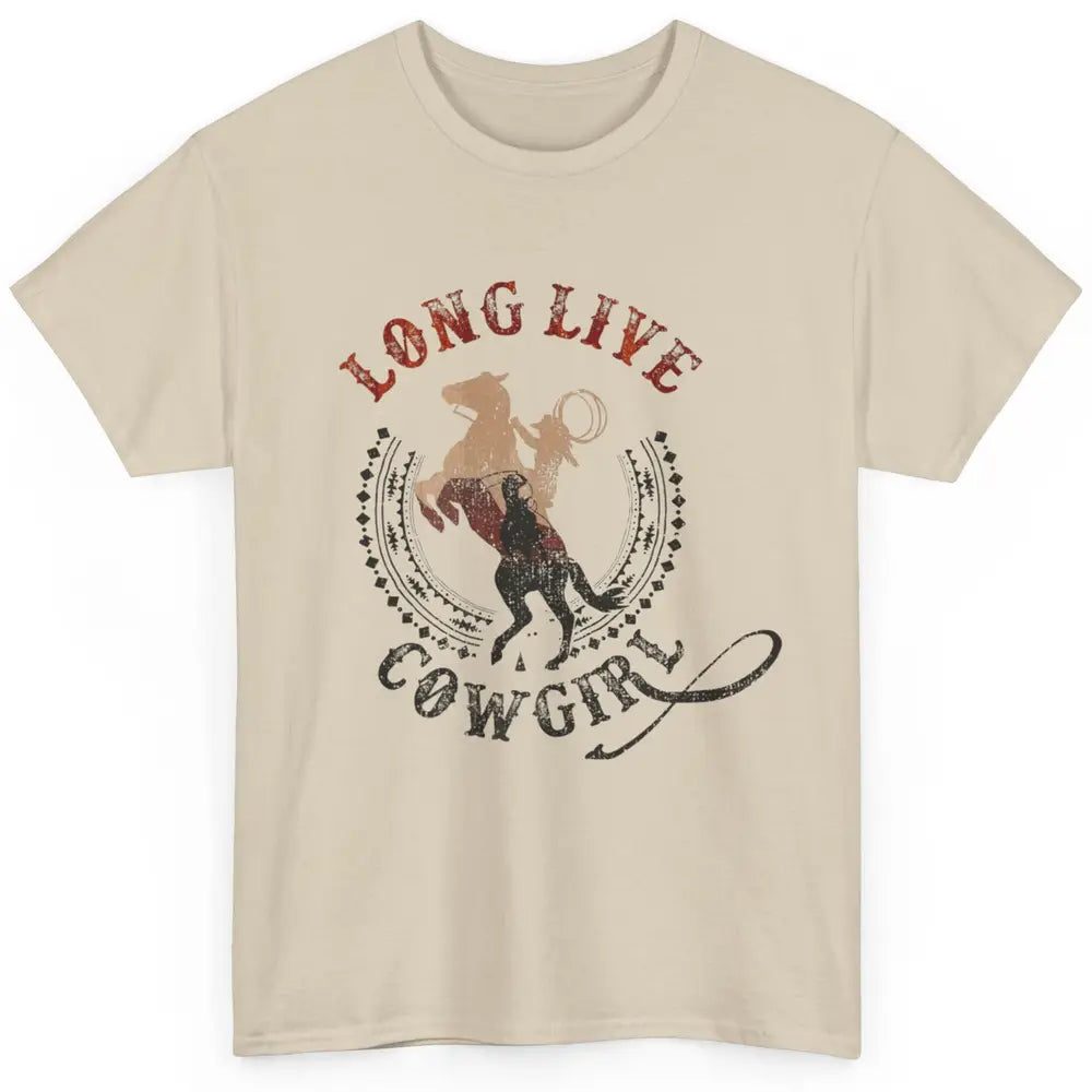 Western Country Cowgirl Riding Horses Cool Rodeo Howdy Retro Classic Unisex T-Shirt