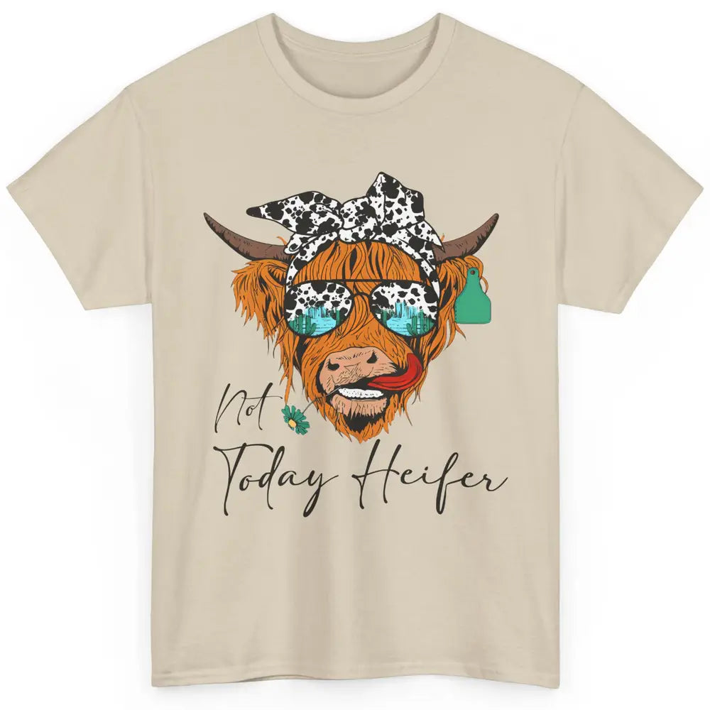 Desert Highland Cow Sunglasses Not Today Heifer Cow Lovers Classic Unisex T-Shirt