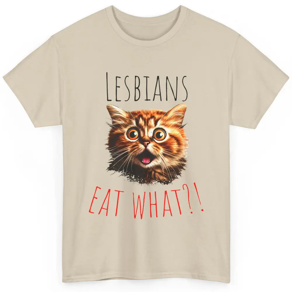 Funny Black Cat Lesbians Eat What LGBTQ Sarcastic Cat Mom Classic Unisex T-Shirt