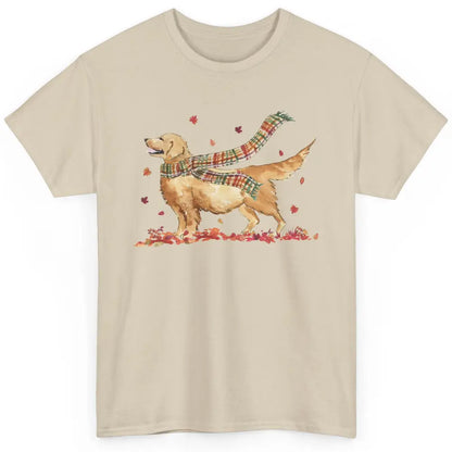 Funny Golden Retriever Autumn Falling Leaves Halloween Fall Classic Unisex T-Shirt