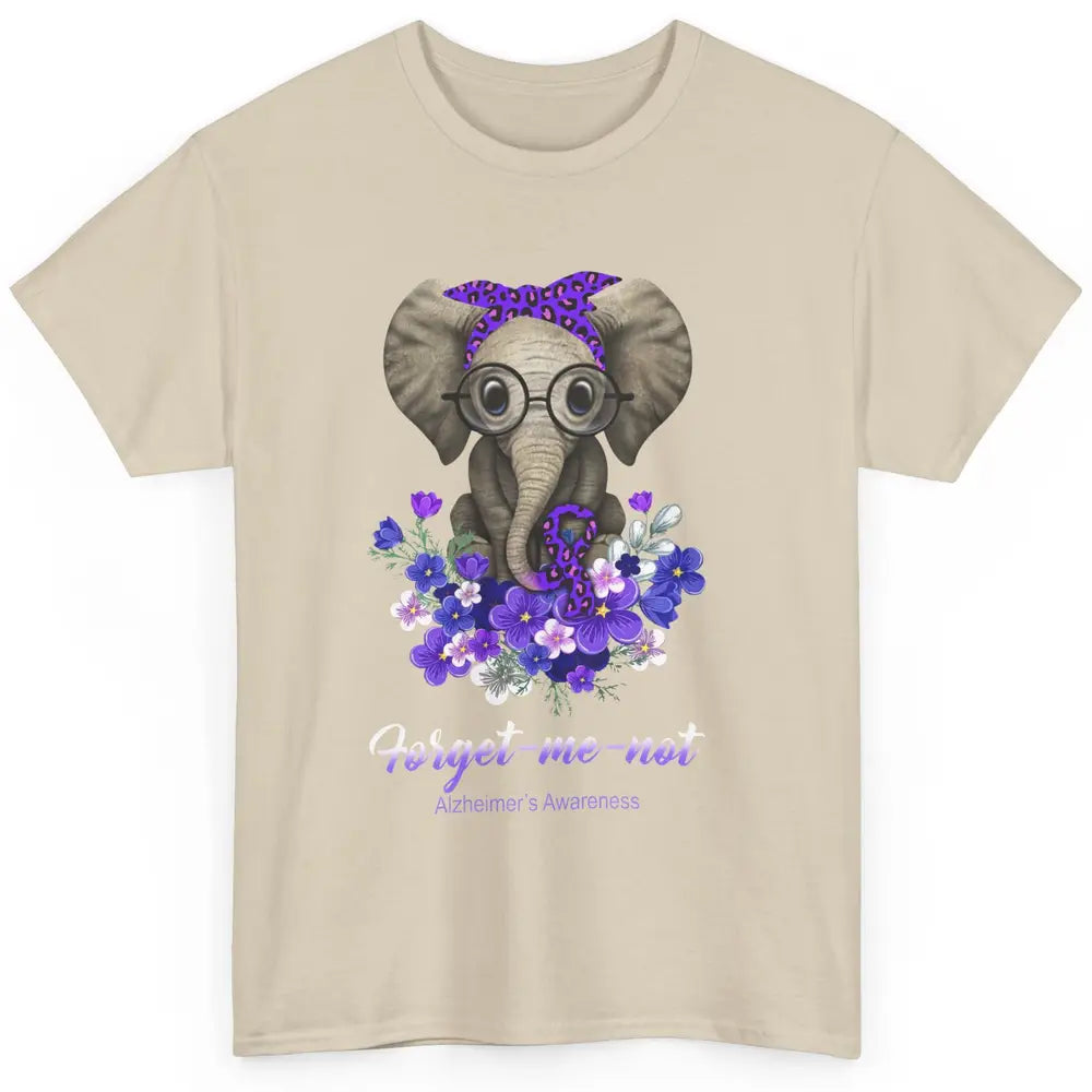 Alzheimer Awareness Purple Ribbon Elephant Forget Me Not Classic Unisex T-Shirt