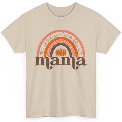 Pumpkin Rainbow Thankful Grateful Blessed Mama Thanksgiving Classic Unisex T-Shirt