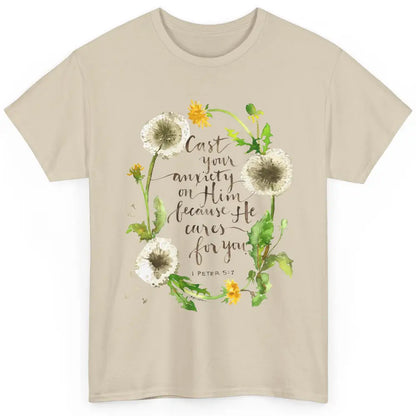 Floral Christian Faith Cast Your Anxiety On Him Bible Verse Classic Unisex T-Shirt