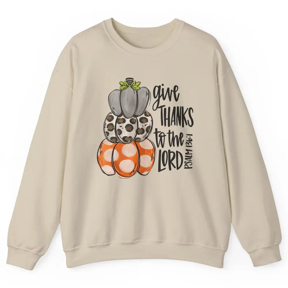 Retro Pumpkin Give Thanks To The Lord Christian Thanksgiving Unisex Crewneck Sweatshirt