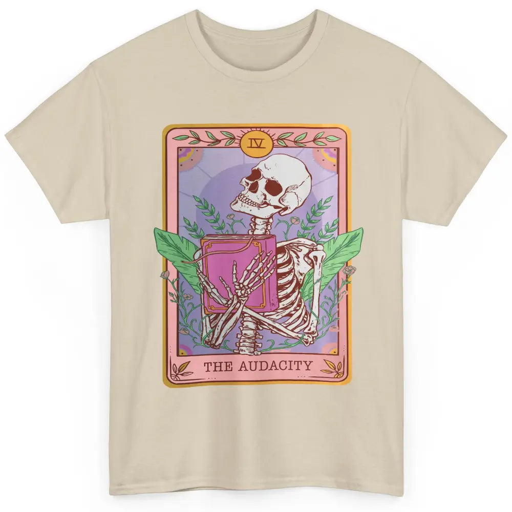 Retro Skeleton Reading Book The Audacity Plants Tarot Card Classic Unisex T-Shirt