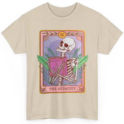 Retro Skeleton Reading Book The Audacity Plants Tarot Card Classic Unisex T-Shirt