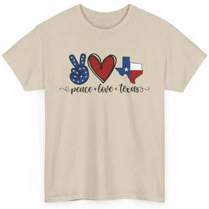 US Flag Peace Love Texas State Map Texan Pride Western Classic Unisex T-Shirt