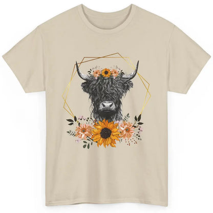 Floral Highland Cow Western Farm Animals Highland Cow Cattle Classic Unisex T-Shirt