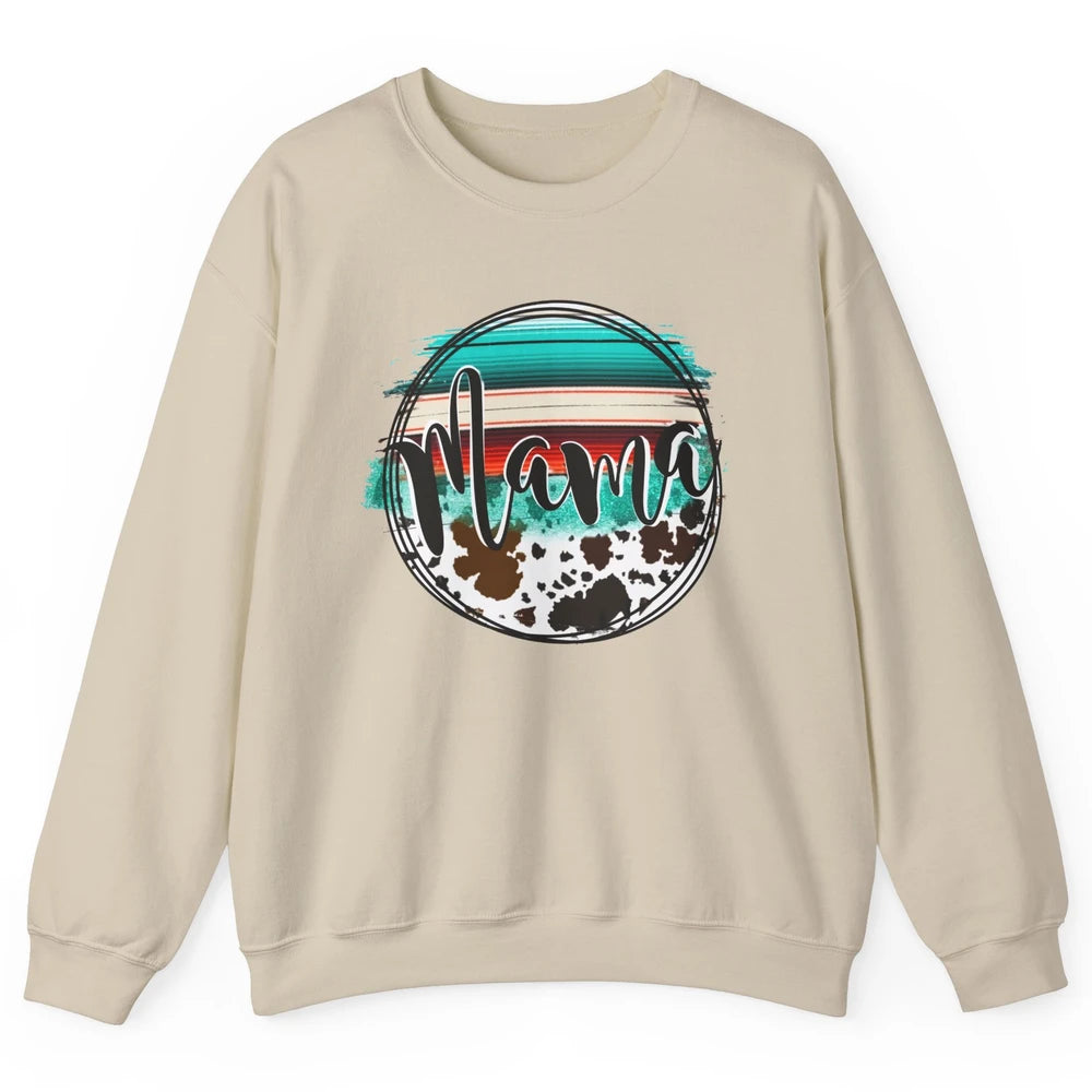 Western Country Boho Mama Cowhide Turquoise Western Mama Unisex Crewneck Sweatshirt