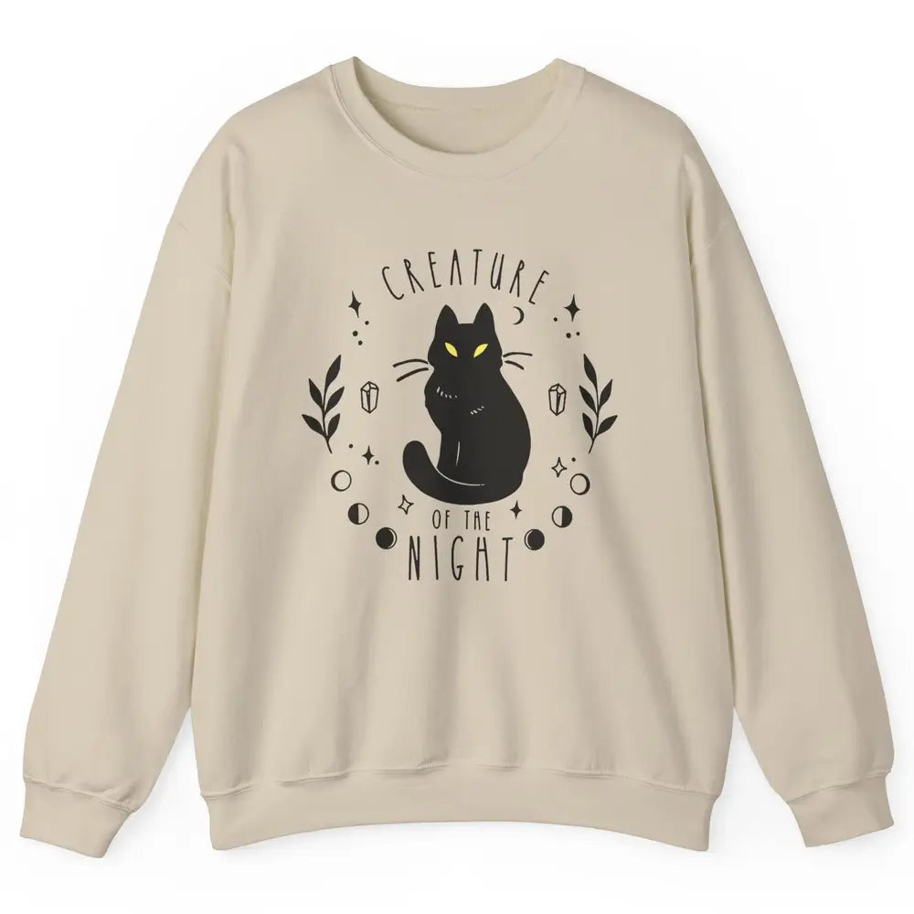 Black Cat Witch Creature Of The Night Halloween Cat Costume Unisex Crewneck Sweatshirt