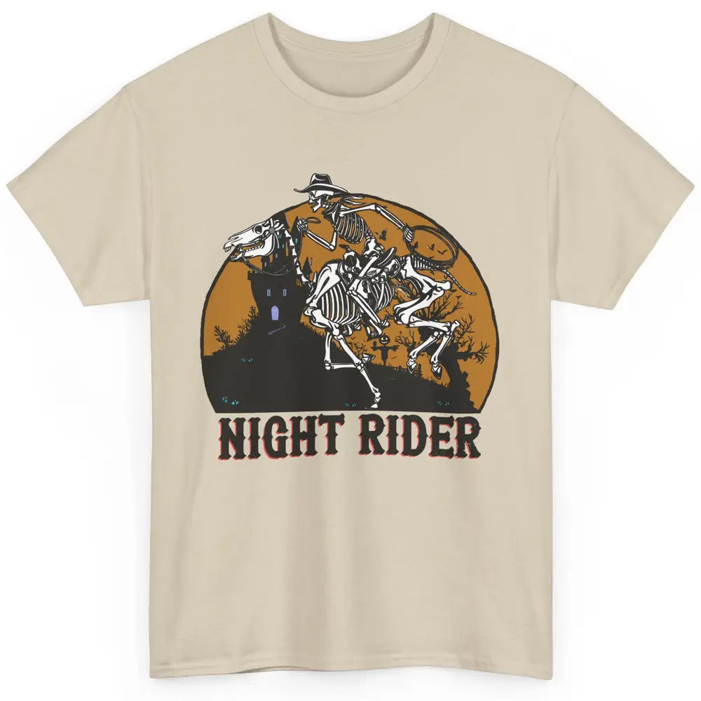 Cowboy Skeleton Bucking Horse Night Rider Western Halloween Classic Unisex T-Shirt