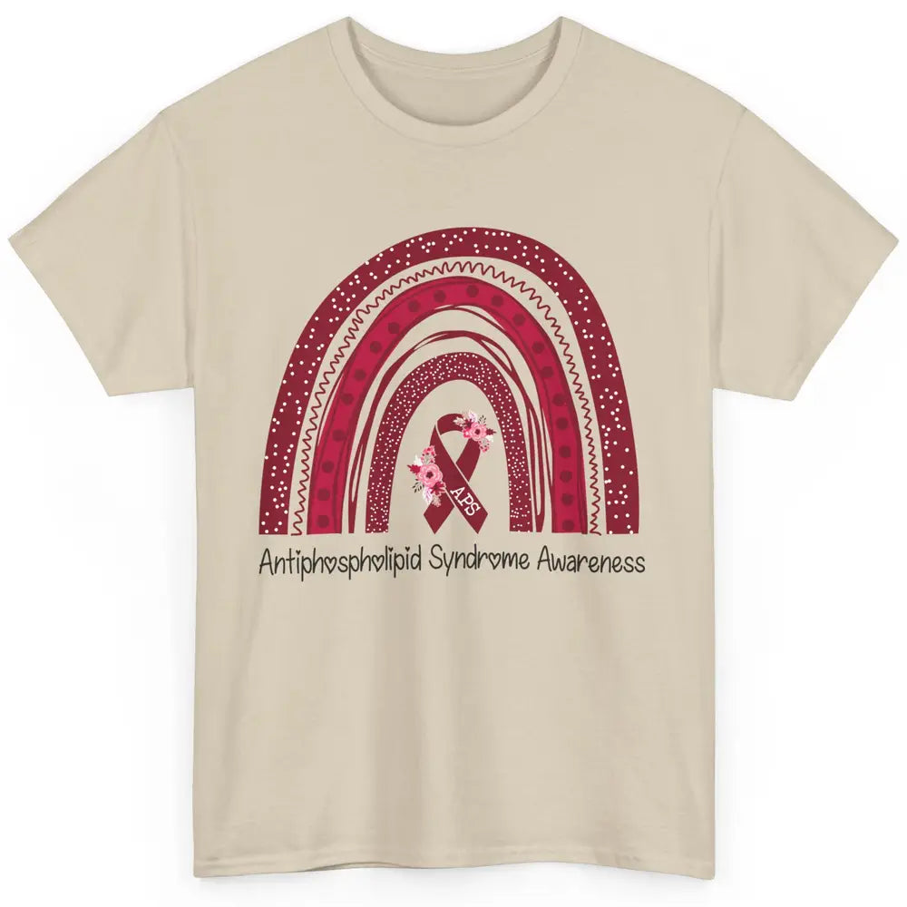 Antiphospholipid Syndrome Awareness APS Burgundy Rainbow Classic Unisex T-Shirt