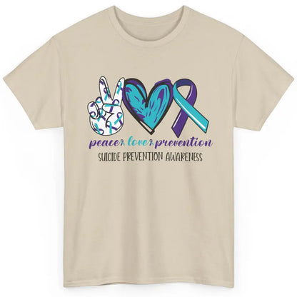 Suicide Prevention Awareness Ribbon Peace Love Prevention Classic Unisex T-Shirt