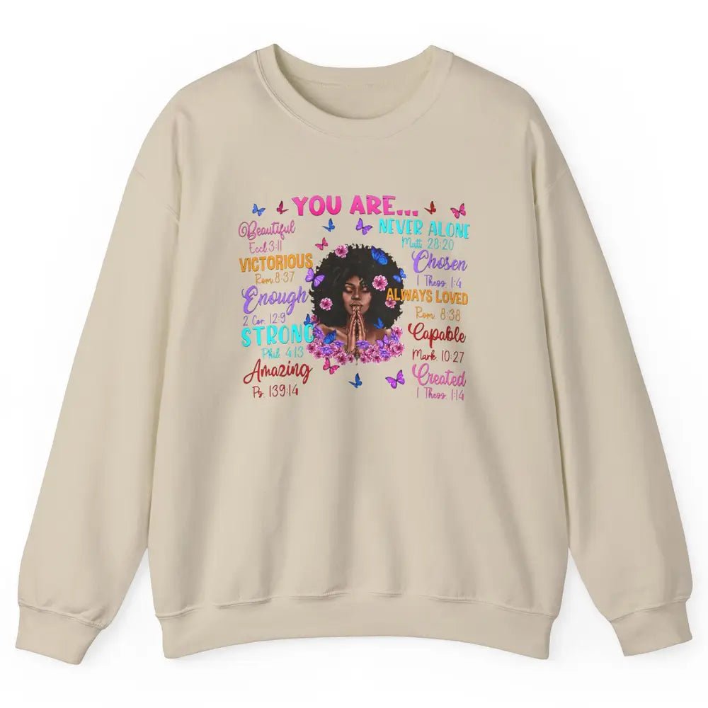 Afro Women Christian God Says I Am Bible Verse Religious Unisex Crewneck Sweatshirt